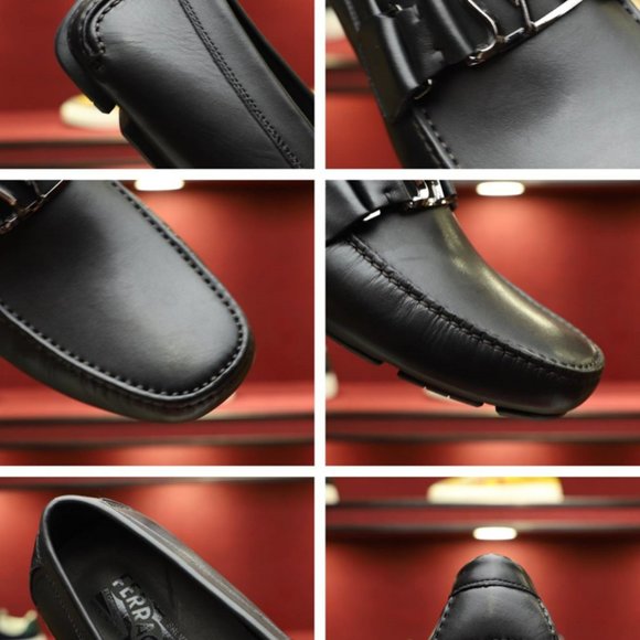 NEW Authentic Salvatore Ferragamo Peter SF Logo Black Leather Driving Loafers main image 4